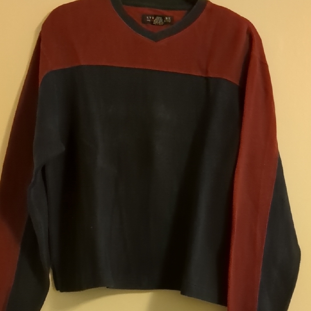 Structure Red and Black V-Neck Sweater